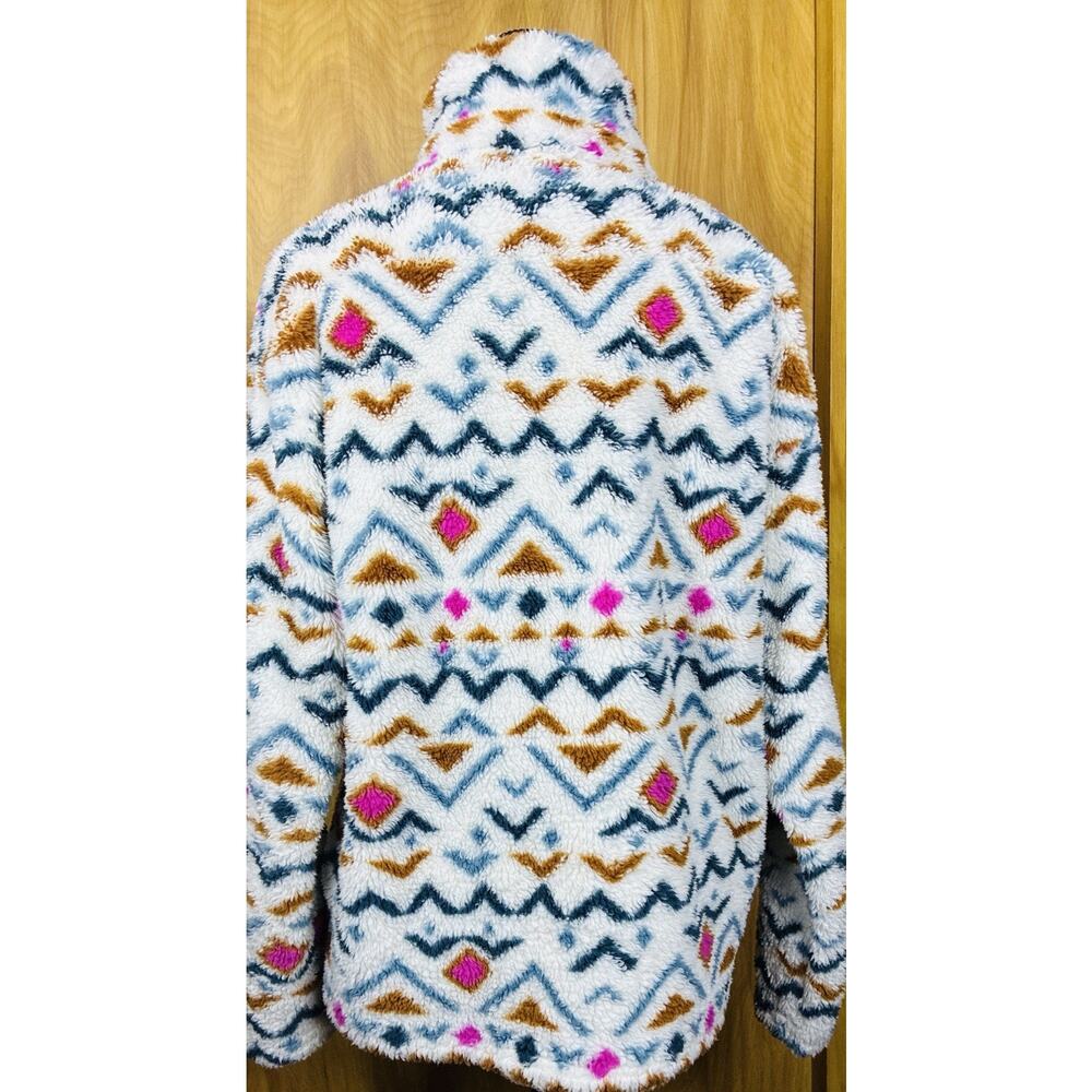 Eddie Bauer Aztec Western Sherpa Fleece Pullover Jacket Womens Size M 1/4 Zip - Picture 2 of 5